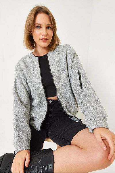 Bianco Lucci Women's Pocket Detailed Lined Soft Bomber Jacket 2560 60261186