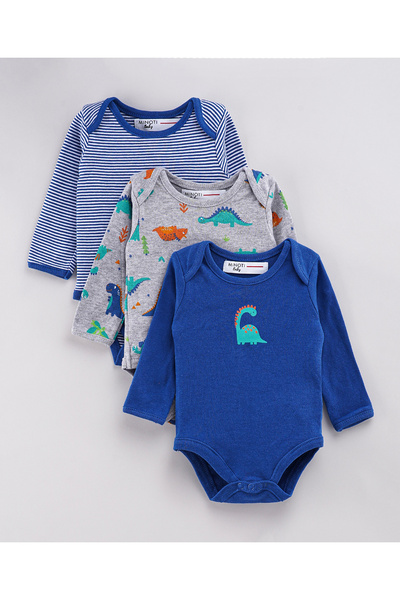 Minoti 3 Pack Jurassic World Bodysuit - Blue