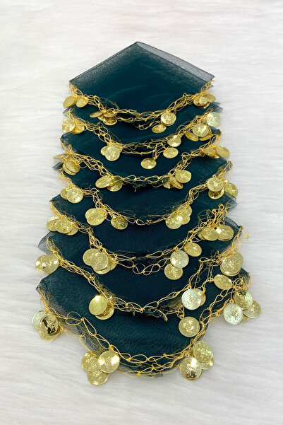 ZEYMERADE الزمرد الأخضر الذهب الترتر تول هالاي منديل 10 قطعة، العروس العريس ا...