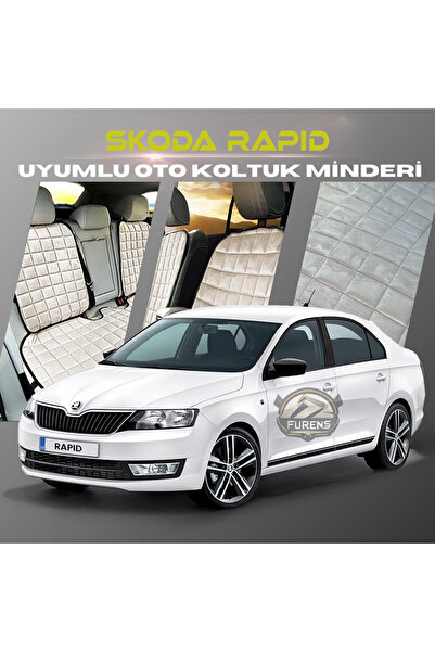 SHOOPLAA طقم وسادة مقعد السيارة سكودا رابيد باللون البيج مع جيوب ريش تايلاندي...