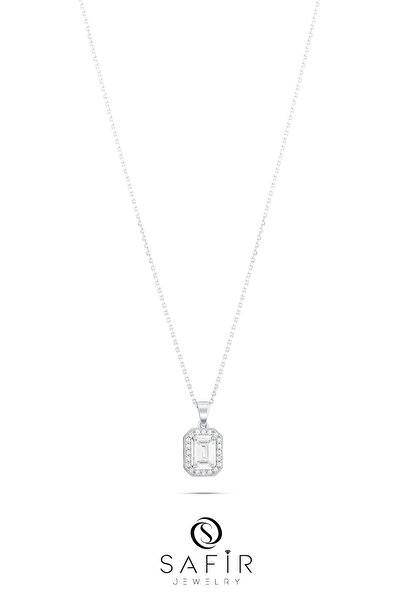 Safir Kuyumculuk 8k Baget Kolye - Baget Altın Kolye - Beyaz Baget Altın Kolye