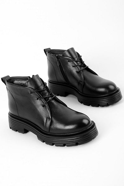 Lal Shoes & Bags Gabriel Γυναικεία Γνήσια Δερμάτινα Μποτάκια με φερμουάρ μέχρι τον αστράγαλο-μαύρο