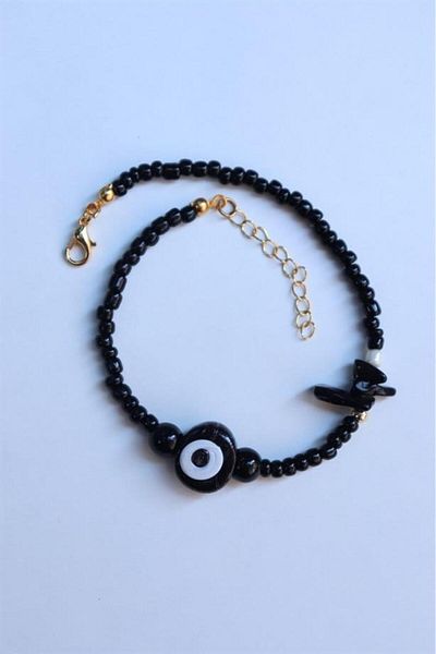Sose Moda Black Evil Eye Bead Detailed Bead Bracelet