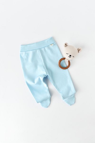 BabyCosy Pantaloni cu Botosei - Bumbac organic Bleu BabyCosy, 6-9 luni