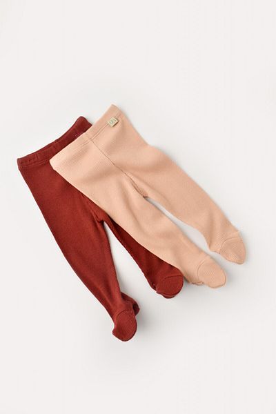 BabyCosy Set 2 pantaloni cu botosei bebe unisex - Caramiziu/Somon, BabyCosy, 6-9 luni