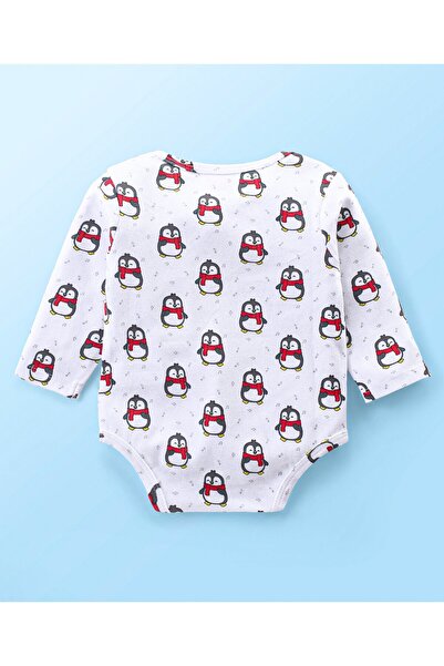 Babyhug Babyhug 100% Cotton Interlock Knit Full Sleeve Onesies Stripes & Penguin Print Pack of 3-Multicolour