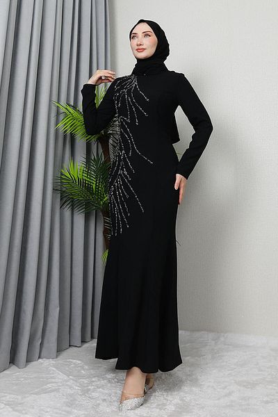 GİYZAMİLA Μαύρο Φόρεμα Hijab - Hiranur
