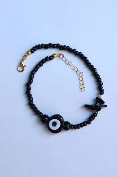 Sose Moda Black Evil Eye Bead Detailed Bead Bracelet