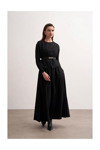 FUSHYA Cross Cut Belted Vest Set