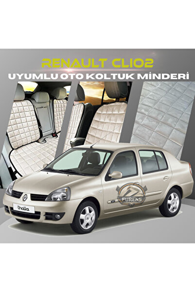 SHOOPLAA طقم وسائد مقعد السيارة رينو كليو 2 باللون البيج مع جيوب ريش تايلاندي...