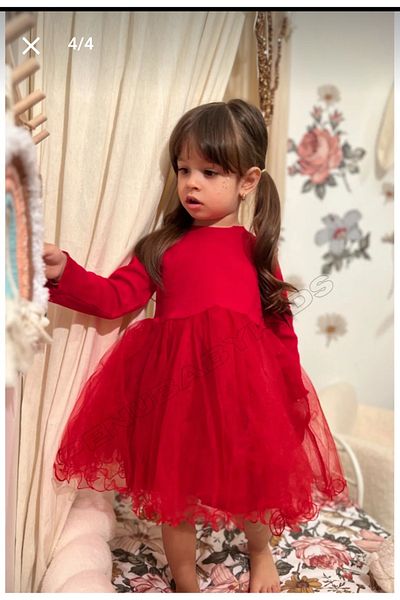 Uğur bebe Baby Girl&Child Red Butterfly Winged Tutu Long Sleeve Dress