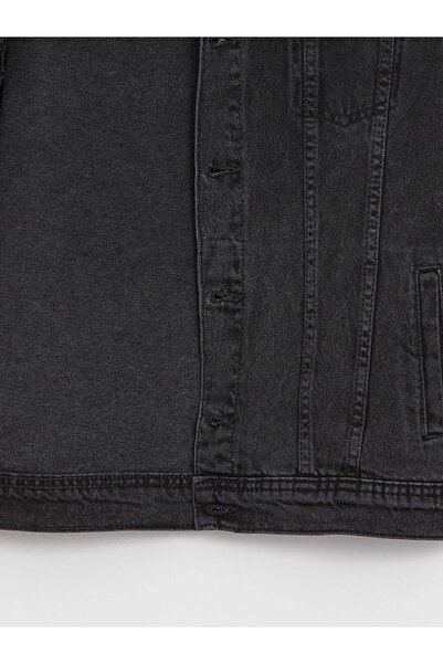 LC Waikiki LCW Kids Siyah Gömlek Yaka Erkek Çocuk Jean Ceket