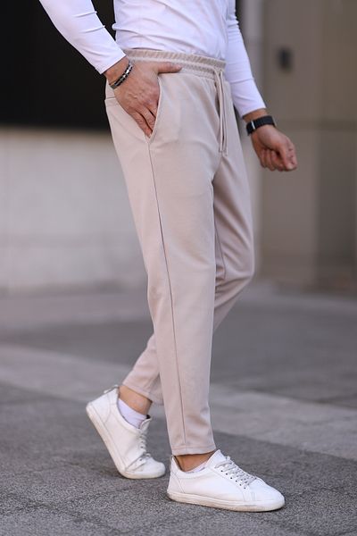 Newtime Ανδρικό ελαστικό βαμβακερό παντελόνι Jogger με δεμένη μέση με λεπτή εφαρμογή