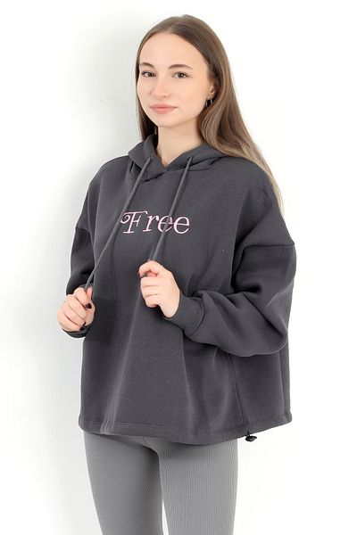 GİYSA Hanorac cu glugă cu glugă, cu 3 fire, brodat fără fum, pentru femei - 5082