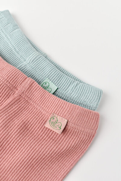 BabyCosy Set 2 pantaloni cu botosei bebe unisex - Mint/Rose, BabyCosy, 3-6 luni