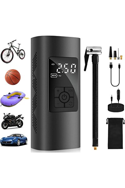 COOYA 6000mAh 150PSI Electric Tyre Tire Pump with Pressure Gauge Cordless Rechargeable for Car,Bike,Ball