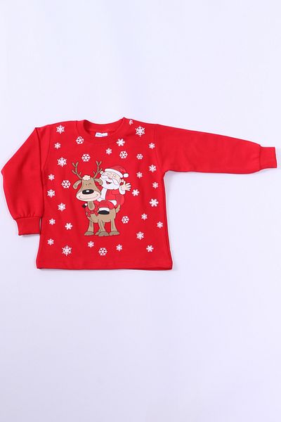 HÇM New Year's Kids Sweat Christmas - Father and Snowflake Printed Ribbed E29 Hcm00346
