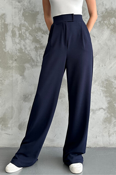 macharel jeans Сині жіночі штани з еластичною талією та застібкою-липучкою