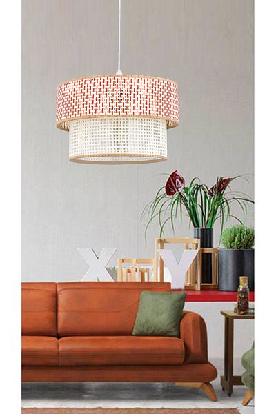 Emg DesiGn Rattan 2 Tier Cake Pendant Lamp Chandelier Children's Room Bedroom Living Room Kitchen Hall