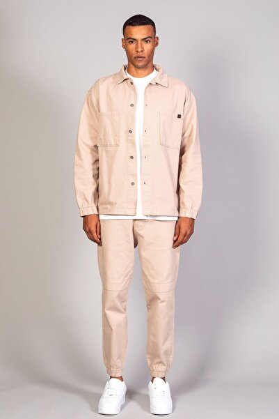 LTC Jeans Μοντέλο Ανδρικό Πουκάμισο Oversize Τζιν Μπεζ μπουφάν