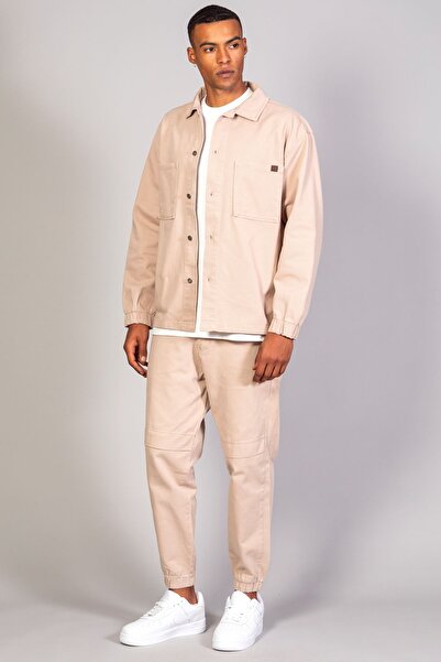 LTC Jeans Μοντέλο Ανδρικό Πουκάμισο Oversize Τζιν Μπεζ μπουφάν