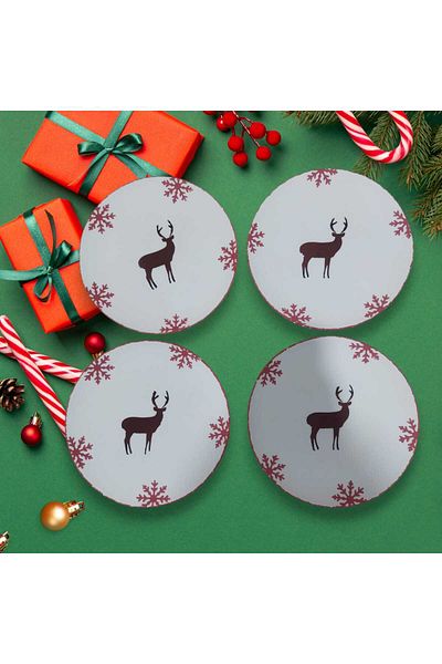 M'art Home Santa New Year's Cake Plate Set 4 Pieces