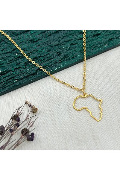 JEICON ATELIER 14 Ayar Altın Kaplama Afrika Kıtası Harita Kolye