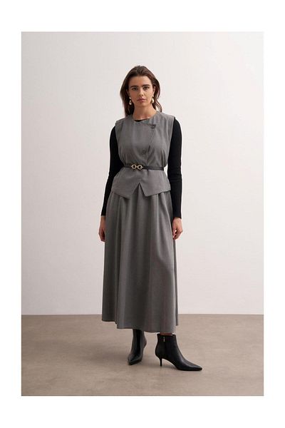 FUSHYA Cross Cut Belted Vest Set