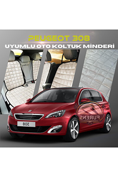 SHOOPLAA طقم وسادة مقعد السيارة بيجو 308 باللون البيج مع جيوب ريش تايلاندية و...