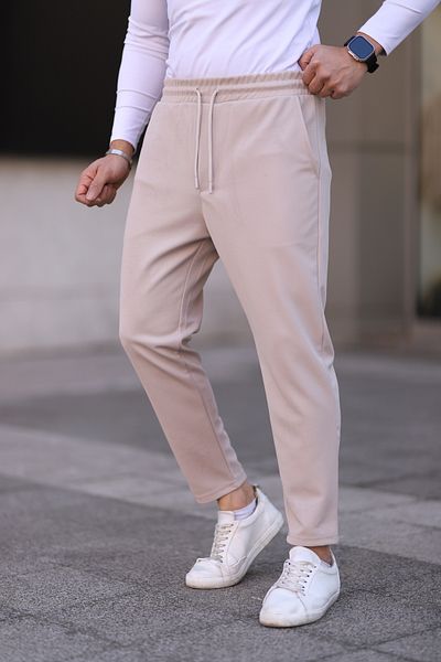 Newtime Ανδρικό ελαστικό βαμβακερό παντελόνι Jogger με δεμένη μέση με λεπτή εφαρμογή