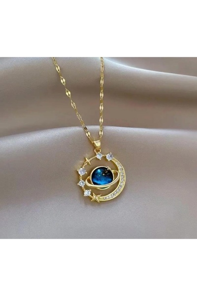 TAKI ADASI Kadın Gezegen Figürlü Zirkon Kolye
