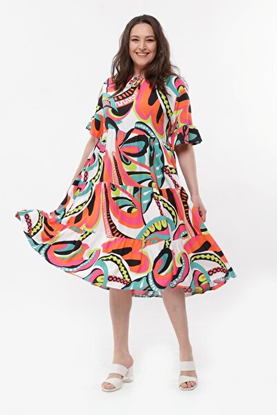 Ebsumu Rochie albă țesătă cu imprimeu de mărime Plus pentru femei