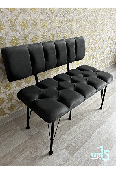 Yirmi15 Metal Ayaklı Metal Alt Kasalı Modern Sırtlı Bench Bank Füme Bench