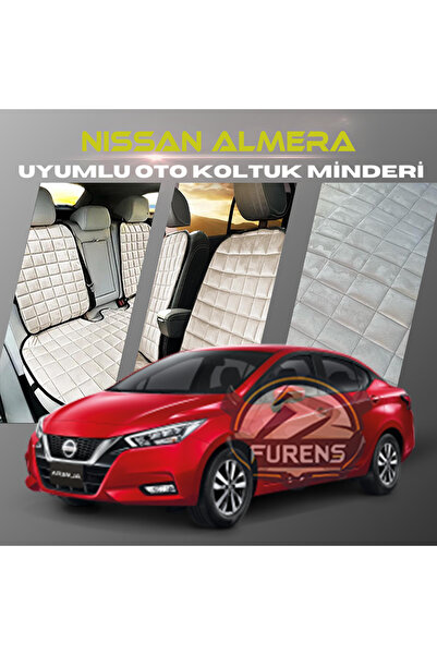 SHOOPLAA طقم وسائد مقعد السيارة باللون البيج من نيسان ألميرا مع جيوب ريش تايل...