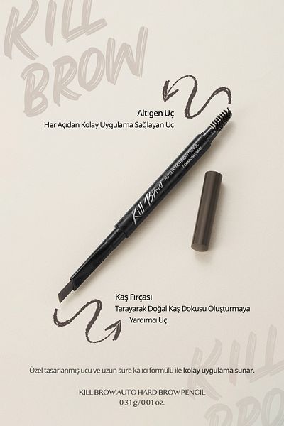 CLIO Fine Hex Tip Eyebrow Pencil Clio Kill Brow Auto Hard Brow Pencil (01 Natural Brown)