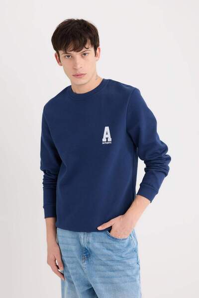 DeFacto Navy Blue Men's Sweatshirt D3670Ax/Nv241