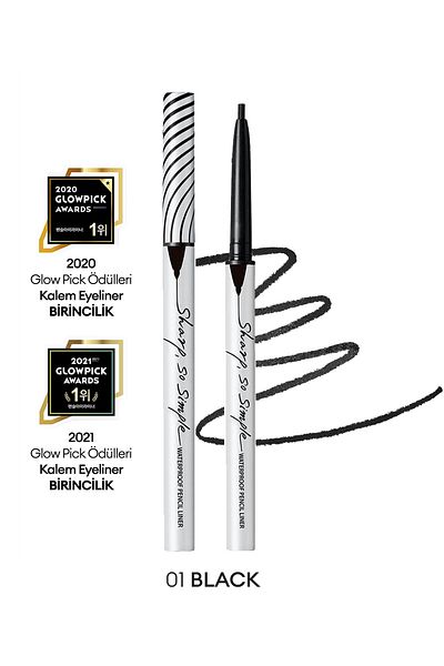 CLIO Clio Sharp so Simple Waterproof Fine Point Eye Liner - Waterproof Pencil Liner (01 Black)