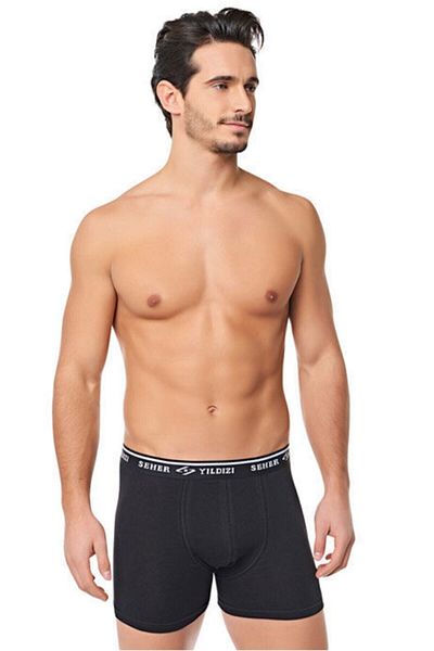 ENTAHA Ανδρικό μαύρο 6 Star Lycra Cotton Boxer Seher