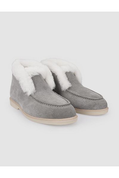 Cabani 100% Genuine Leather Gray Suede Shearling Women's Boots