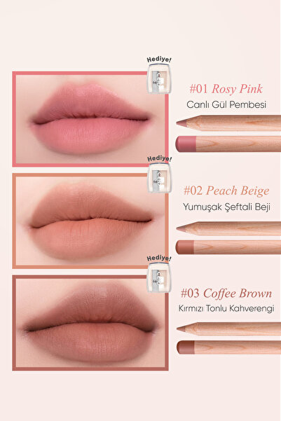 CLIO Kremsi Formüle Sahip Dudak Kalemi ve Kalemtıraş Seti CLIO Velvet Lip Pencil Set 01 Rosy Pink