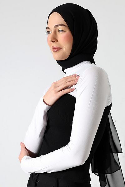 ihvanonline Λευκό ζιβάγκο Hijab Λαιμόκοψη μανίκια