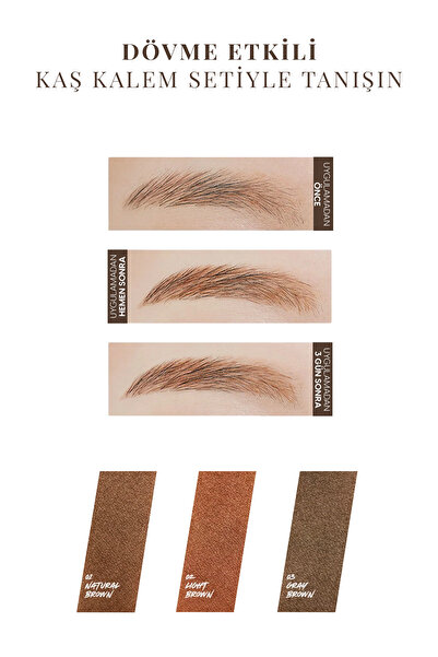 CLIO Yarı Kalıcı Kaş ve Makyaj Düzeltici Kalem Seti CLIO Kill Brow Dual Tattoo Pen Set (03 Gray Brown)