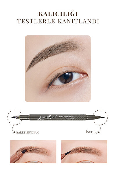CLIO Yarı Kalıcı Kaş ve Makyaj Düzeltici Kalem Seti CLIO Kill Brow Dual Tattoo Pen Set (03 Gray Brown)