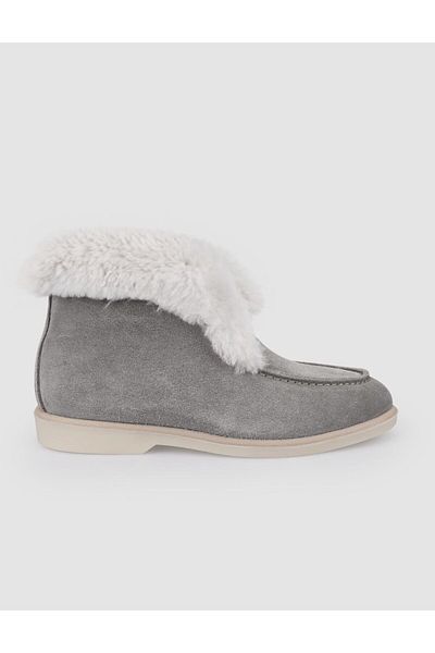Cabani 100% Genuine Leather Gray Suede Shearling Women's Boots
