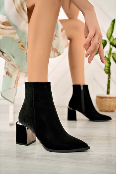 KOCAMANLAR Feles Перехресна тканина Детальні підбори Жіночі чоботи ЧОРНИЙ