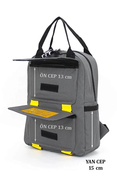 TB Terzi Bey Case Club Unisex Label Pattern School Backpack Gray