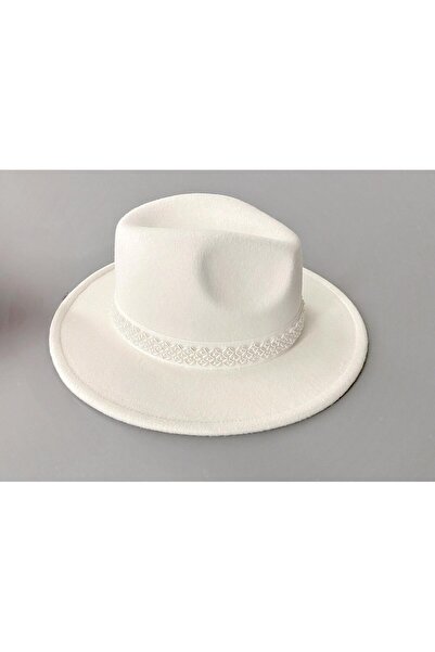 nuit Bridal Hat with Pearls / Wedding Hat / Bridal Accessory / White Trilby Hat