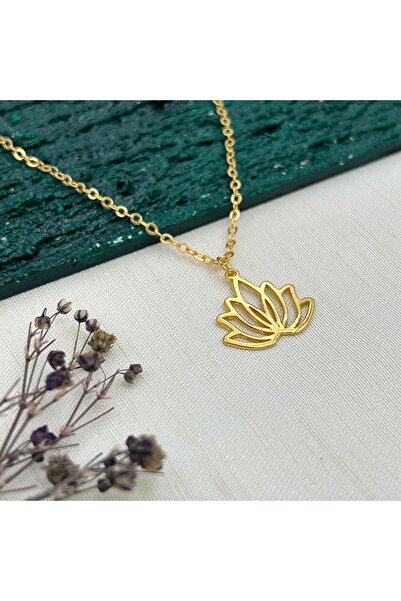 JEICON ATELIER 14 Ayar Altın Kaplama Lotus Çiçek Kolye