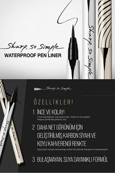 CLIO Clio Sharp so Simple Eyeliner - Waterproof, Thin Tip, Waterproof Pen Liner (02 Brown)