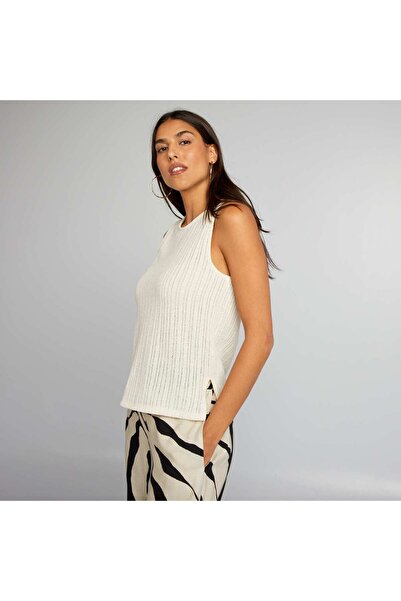 KIABI Openwork vest top with wide straps WHITE